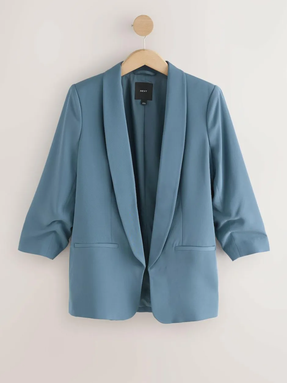Next Blue Relaxed Ruched Sleeve Blazer Sale