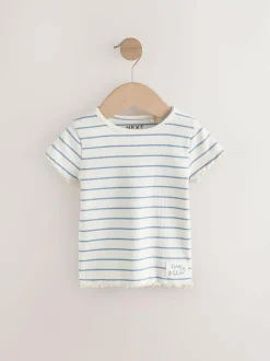 Next Blue Ribbed Short Sleeve Tops 5 Pack (3mths-7yrs) Best