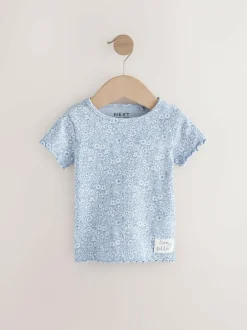Next Blue Ribbed Short Sleeve Tops 5 Pack (3mths-7yrs) Best