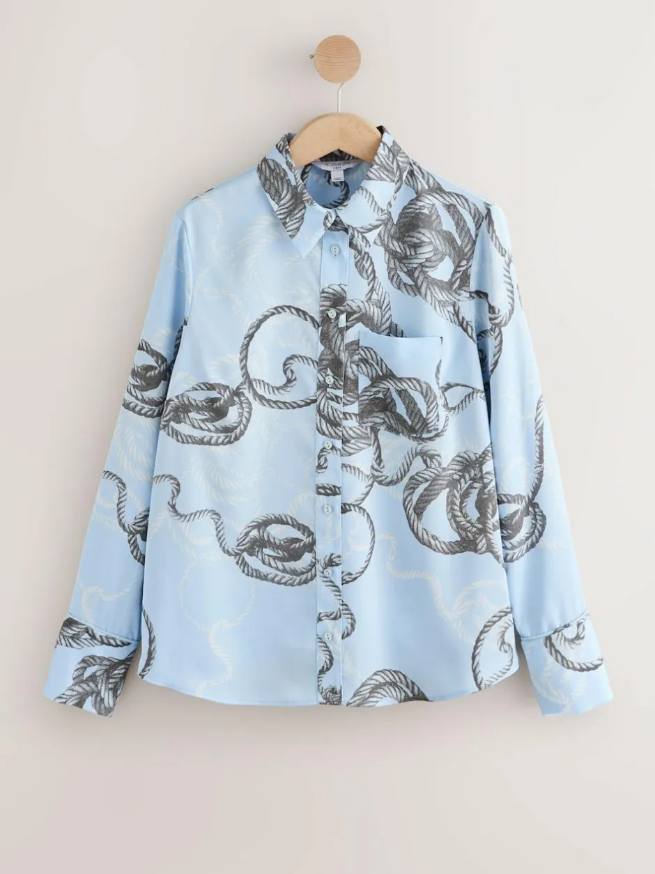 Next Long Sleeve Shirt Blue Rope Print Hot