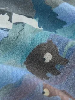 Next Long Sleeve Grandad Christmas Printed Shirt (3mths-10yrs) Blue Scene