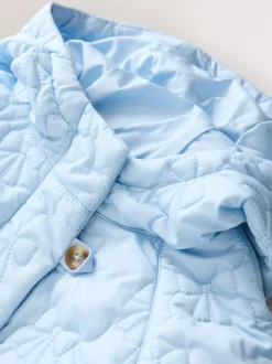 Next Blue Shower Resistant Bow Quilted Coat (3mths-7yrs) Online