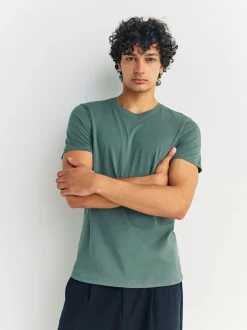Next Slim Fit 100% Cotton Layering T-Shirts 5 Pack Blue Sale