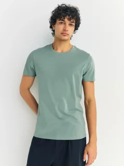 Next Slim Fit 100% Cotton Layering T-Shirts 5 Pack Blue Sale