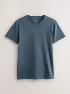Next Slim Fit 100% Cotton Layering T-Shirts 5 Pack Blue Sale