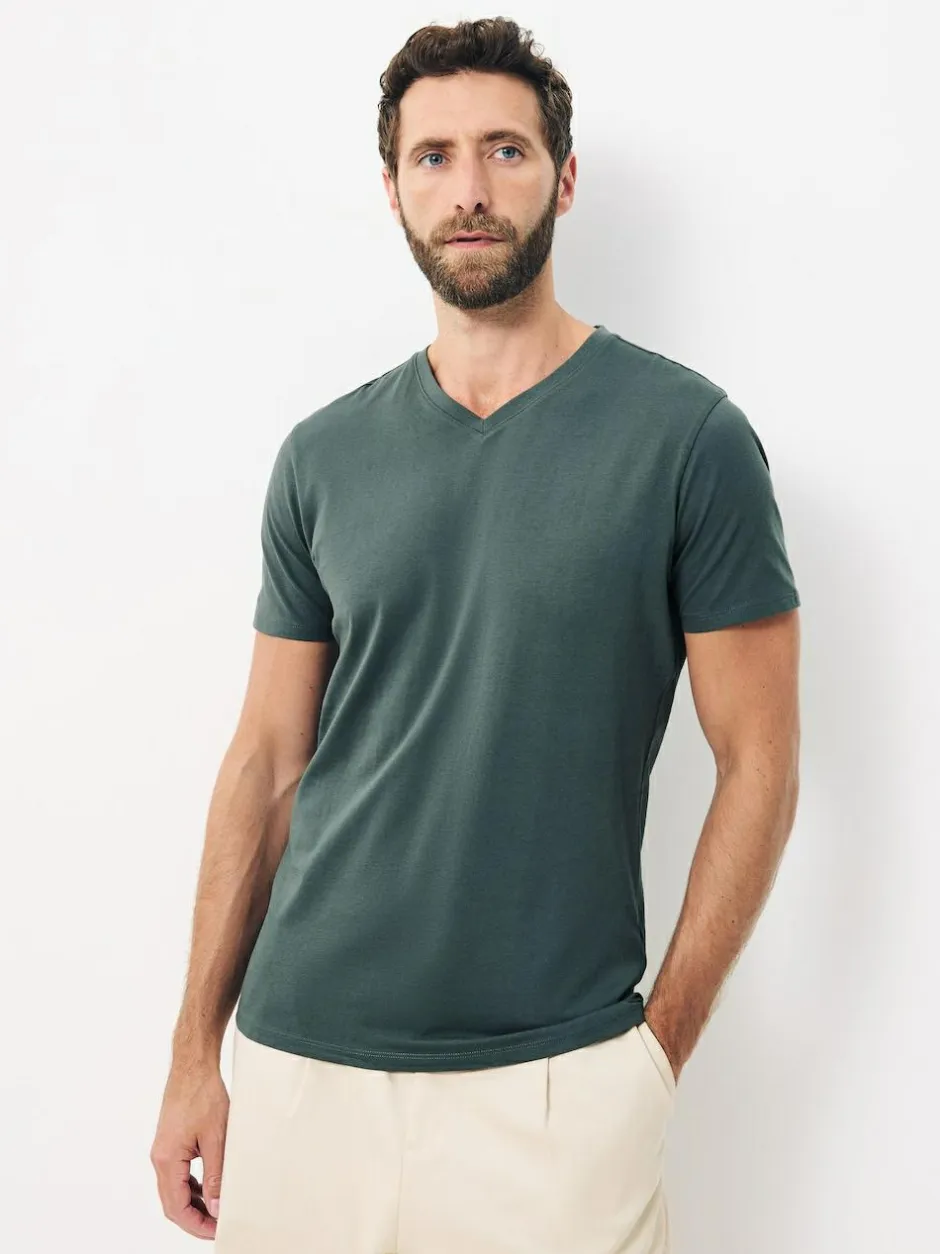 Next Slim Fit 100% Cotton V-Neck Layering T-Shirts 5 Pack Blue New