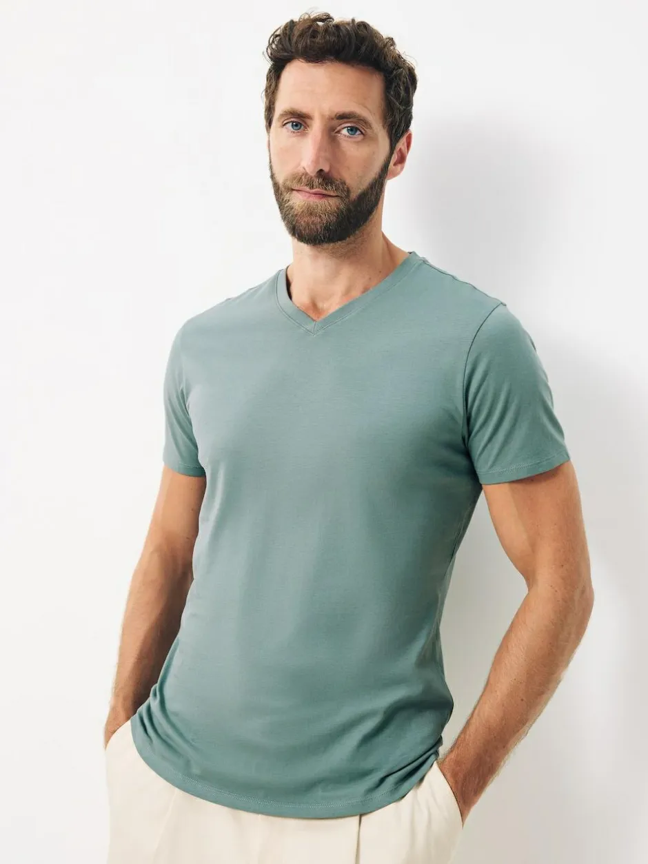 Next Slim Fit 100% Cotton V-Neck Layering T-Shirts 5 Pack Blue New