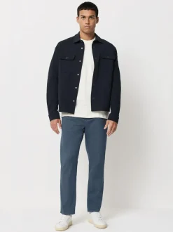 Next Slim Fit Pleated Stretch Chinos Trousers With Elasticated Waist Blue Clearance