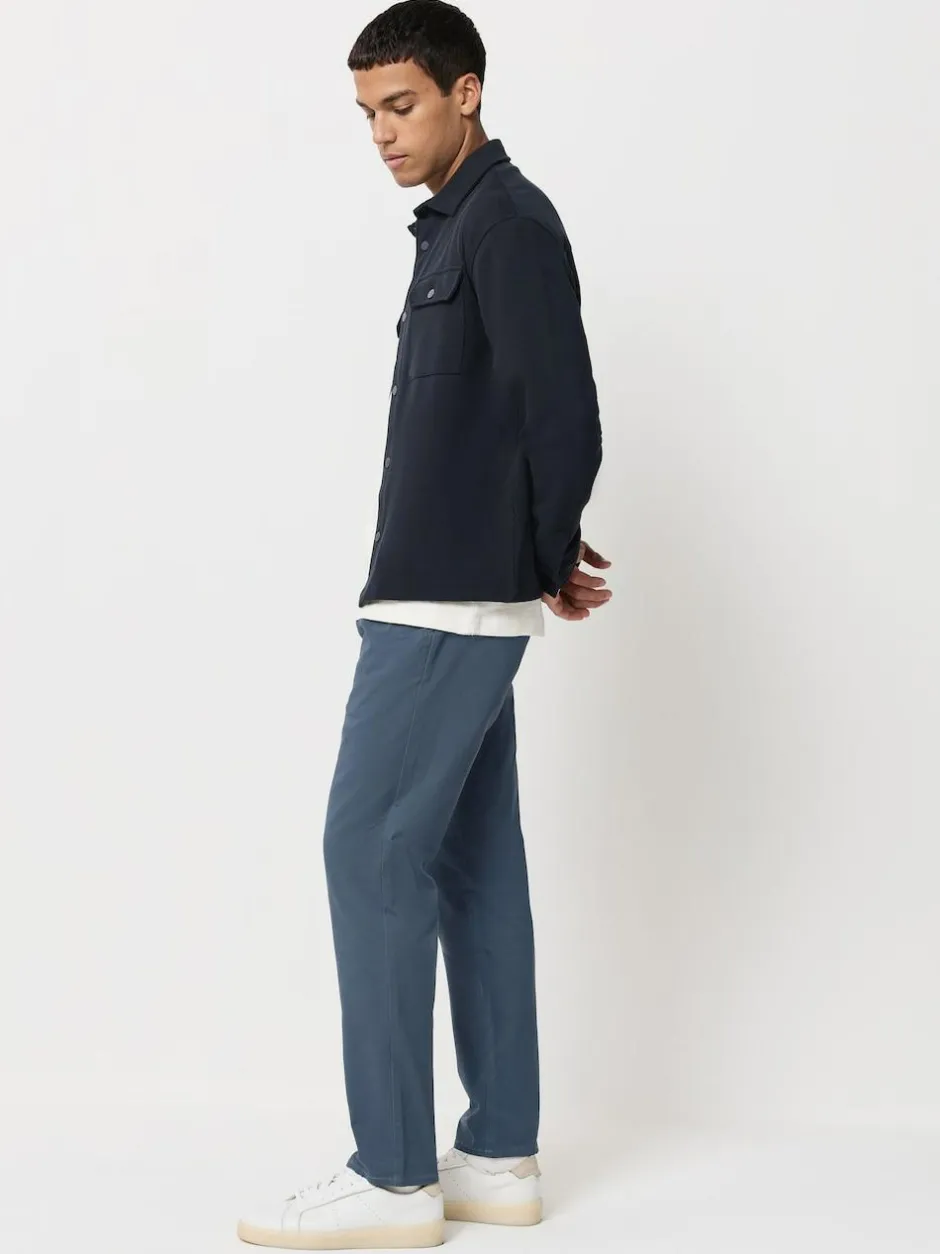 Next Slim Fit Pleated Stretch Chinos Trousers With Elasticated Waist Blue Clearance
