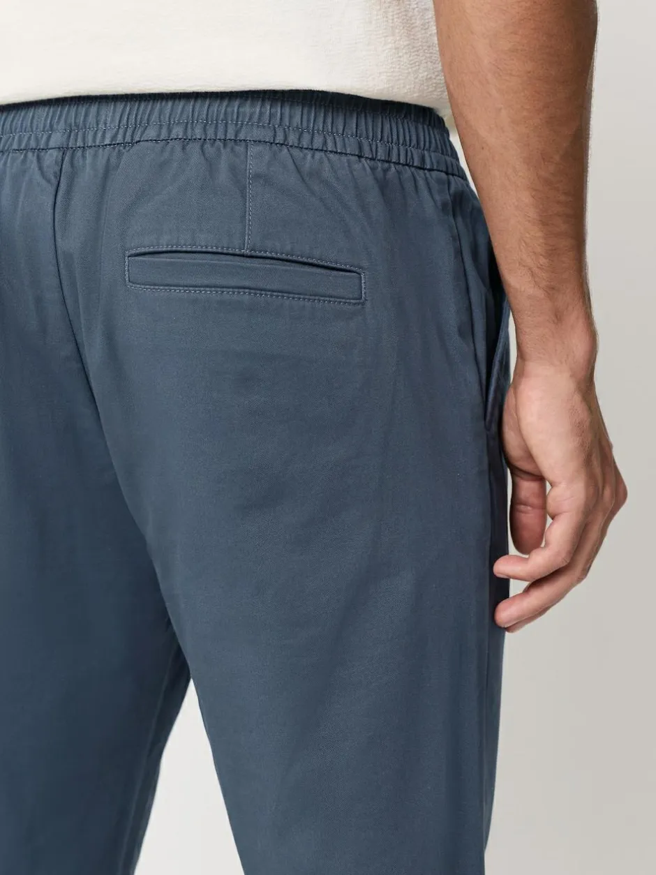 Next Slim Fit Pleated Stretch Chinos Trousers With Elasticated Waist Blue Clearance