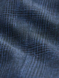 Next Slim Fit Tollegno Linen Blend Check Suit Jacket Blue