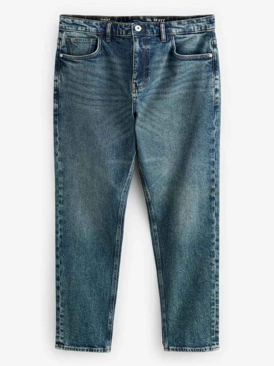 Next Slim Fit Vintage Wash Denim Jeans Blue