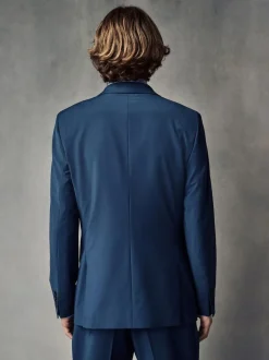 Next Slim Fit Wool Blend Motionflex Suit Jacket Blue Discount