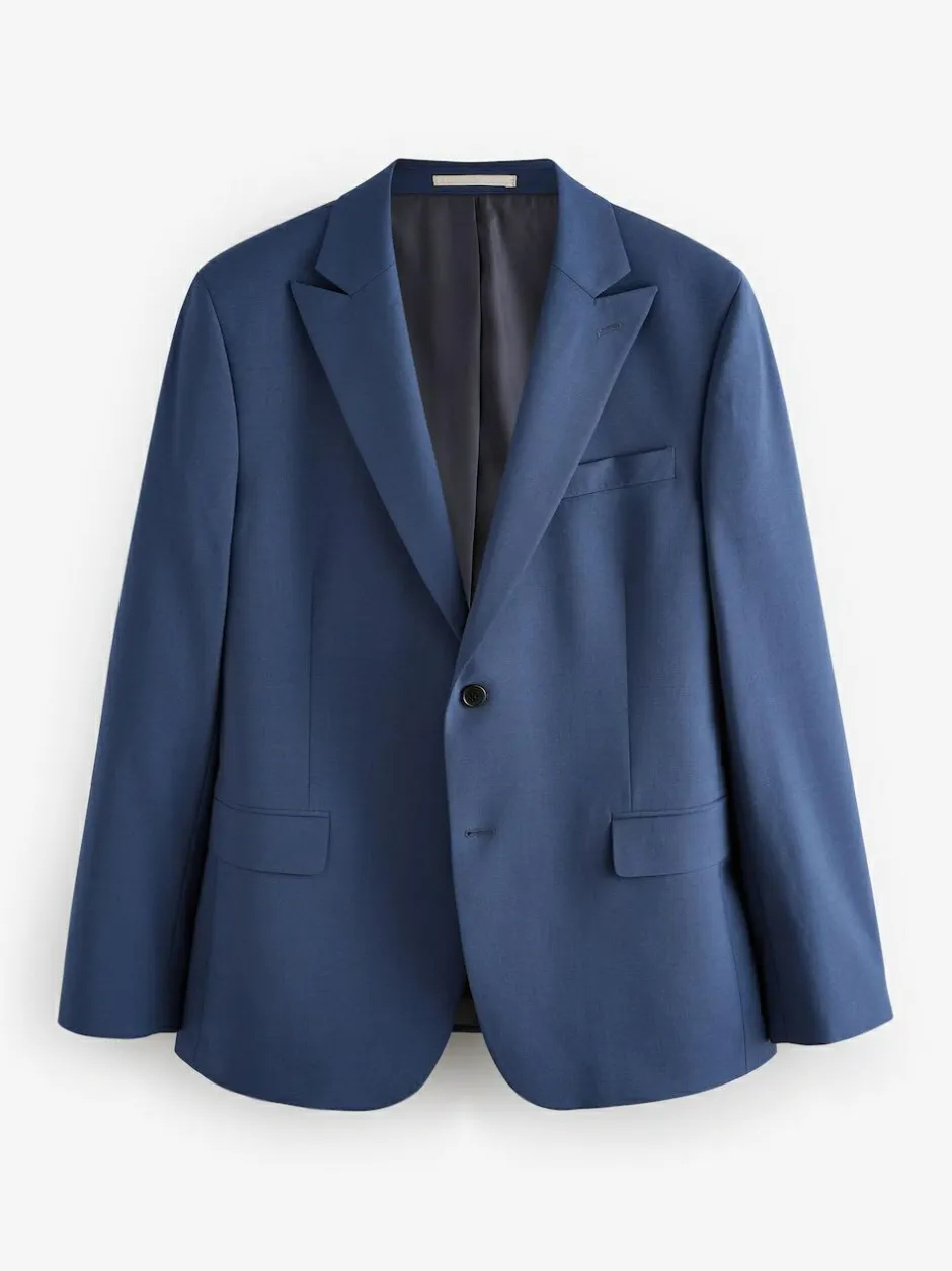 Next Slim Fit Wool Blend Motionflex Suit Jacket Blue Discount