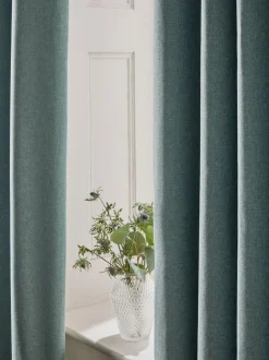 Next Soft Marl Blackout/Thermal Eyelet Curtains Blue New