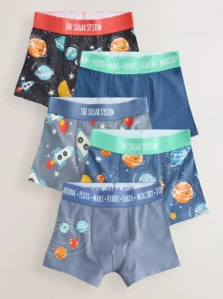 Next Junior Character Trunks 5 Pack (1.5-16yrs) Blue Space Print Sale