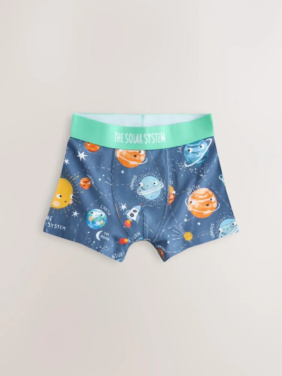 Next Junior Character Trunks 5 Pack (1.5-16yrs) Blue Space Print Sale