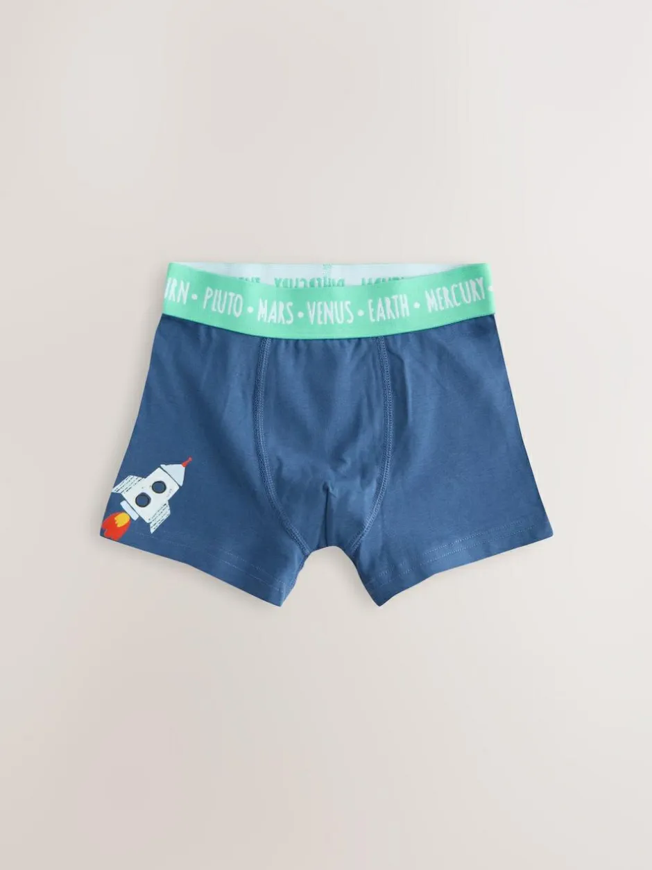 Next Junior Character Trunks 5 Pack (1.5-16yrs) Blue Space Print Sale