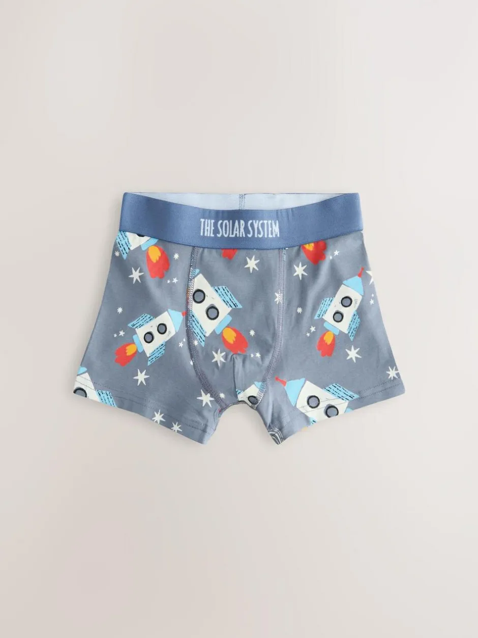Next Junior Character Trunks 5 Pack (1.5-16yrs) Blue Space Print Sale