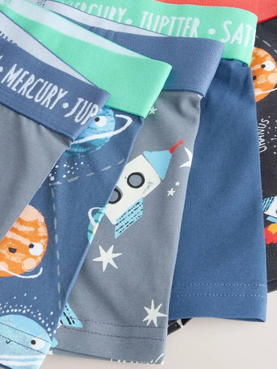 Next Junior Character Trunks 5 Pack (1.5-16yrs) Blue Space Print Sale