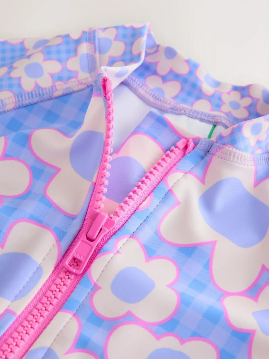 Next Blue Stampy Floral Sunsafe Swimsuit (3mths-10yrs) Online