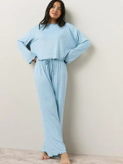 Next Heart Soft Long Sleeve Pyjamas Blue Star Discount