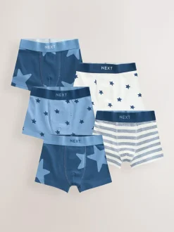 Next Blue Stars & Stripes Junior Pattern Trunks 5 Pack (1.5-16yrs) Discount