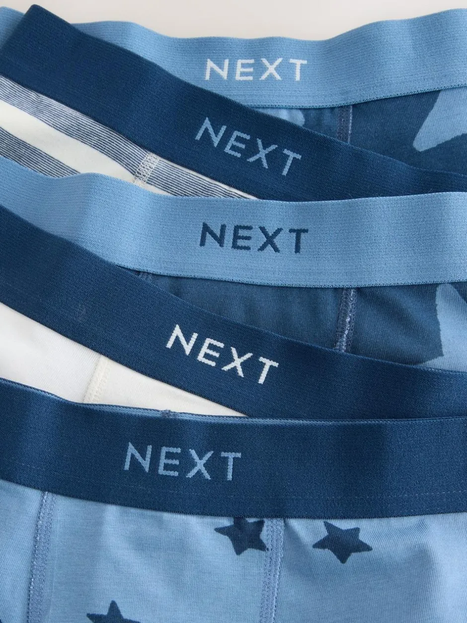 Next Blue Stars & Stripes Junior Pattern Trunks 5 Pack (1.5-16yrs) Discount