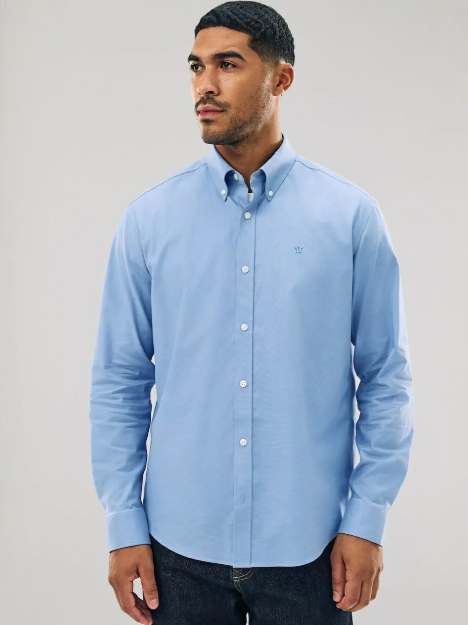 Next Blue Stretch Oxford Long Sleeve Shirt