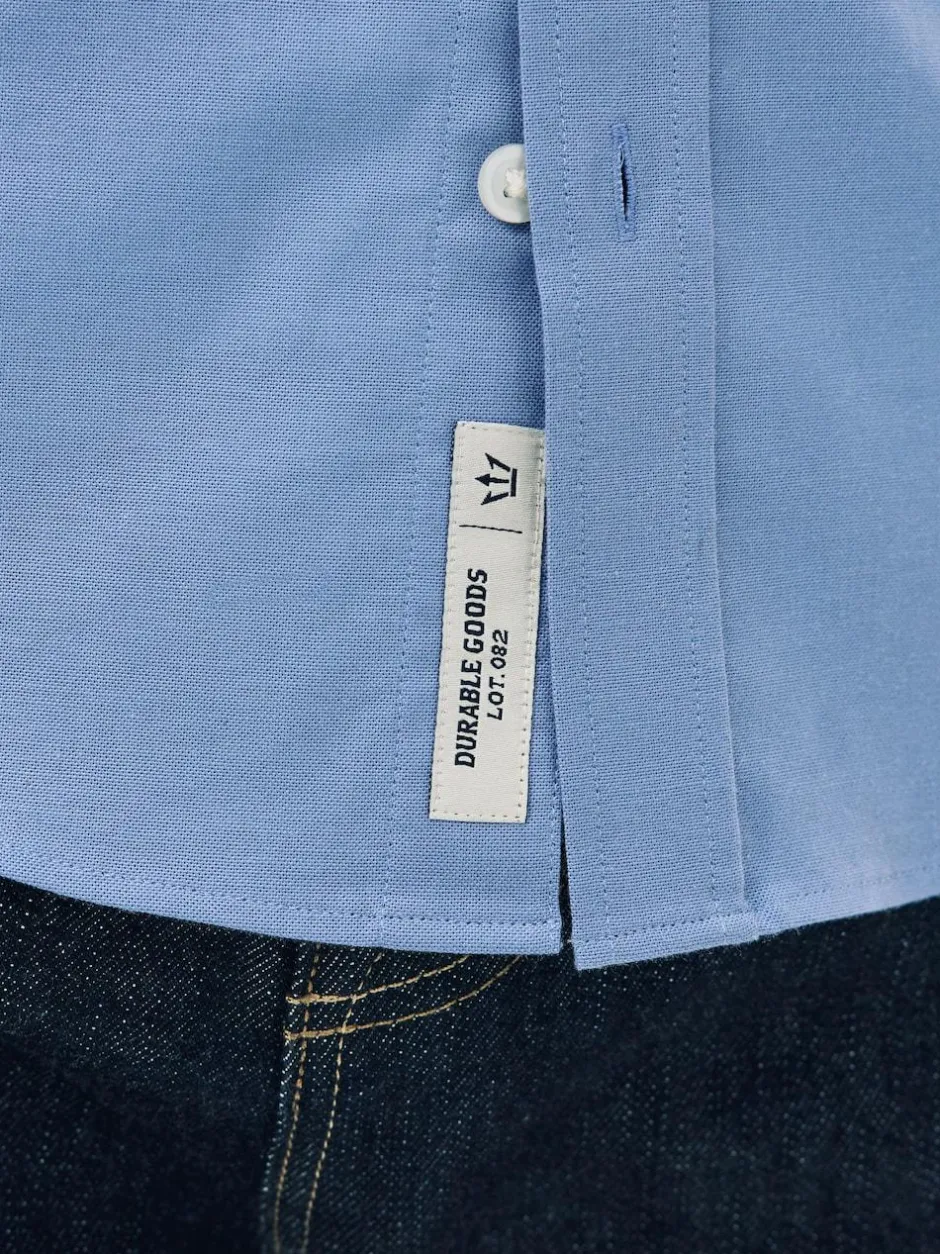 Next Blue Stretch Oxford Long Sleeve Shirt