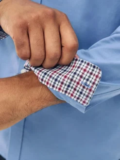 Next Blue Stretch Oxford Long Sleeve Shirt
