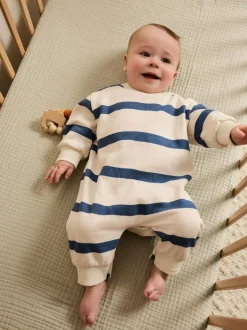Next Blue Stripe Baby Sweat Romper (0mths-3yrs) Sale