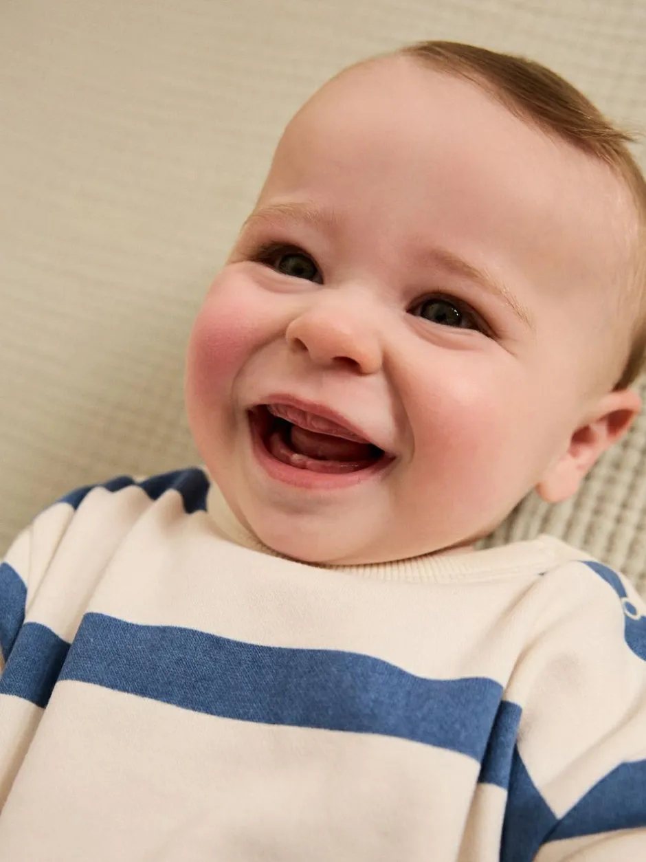 Next Blue Stripe Baby Sweat Romper (0mths-3yrs) Sale