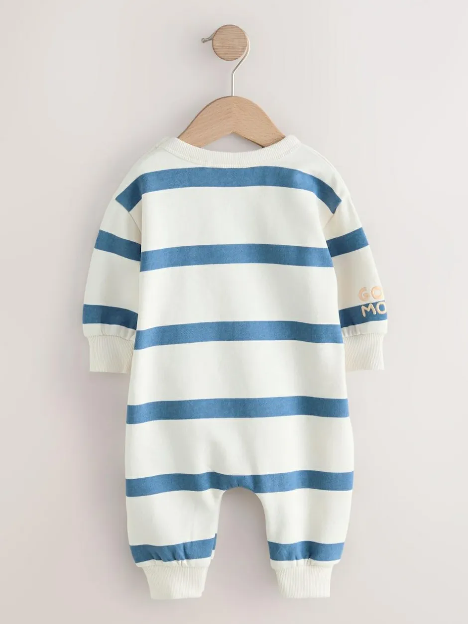 Next Blue Stripe Baby Sweat Romper (0mths-3yrs) Sale