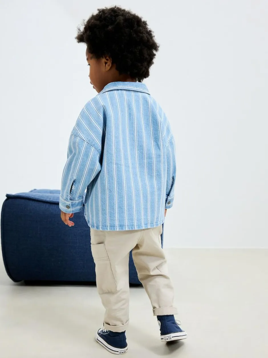Next Blue Stripe Long Sleeve Denim Shirt (3mths-7yrs) Best