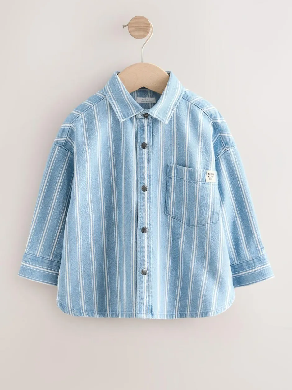 Next Blue Stripe Long Sleeve Denim Shirt (3mths-7yrs) Best