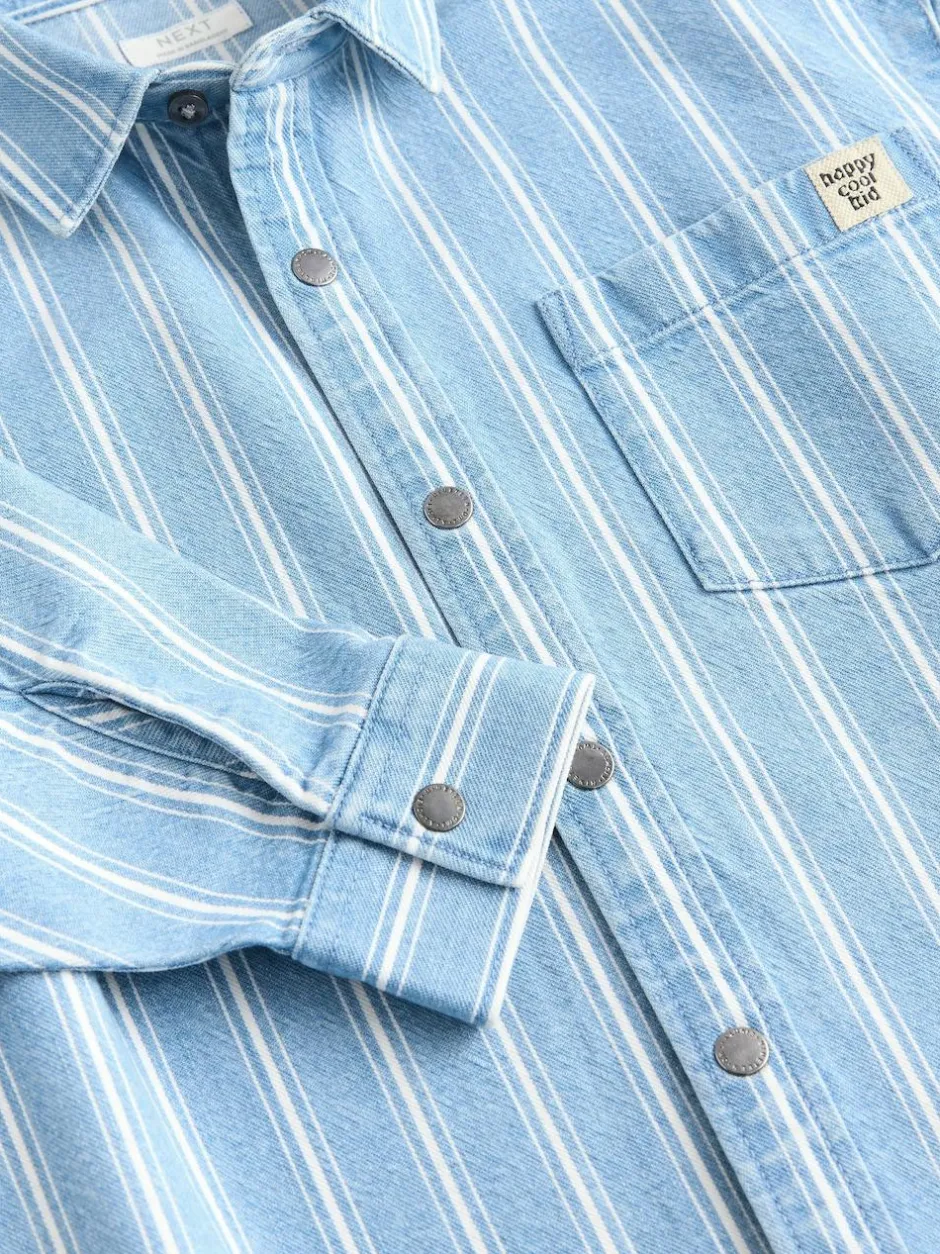 Next Blue Stripe Long Sleeve Denim Shirt (3mths-7yrs) Best