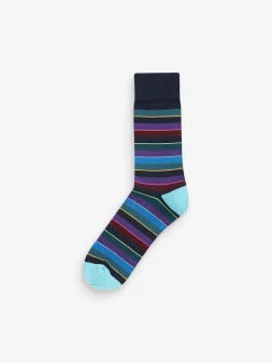 Next Blue Stripe Pattern Socks 5 Pack New
