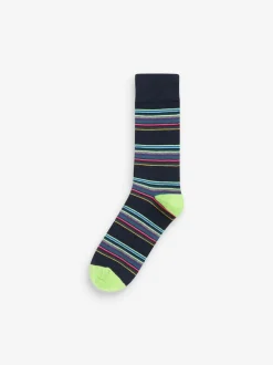 Next Blue Stripe Pattern Socks 5 Pack New