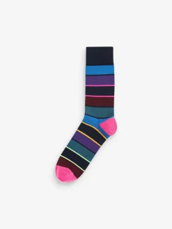 Next Blue Stripe Pattern Socks 5 Pack New