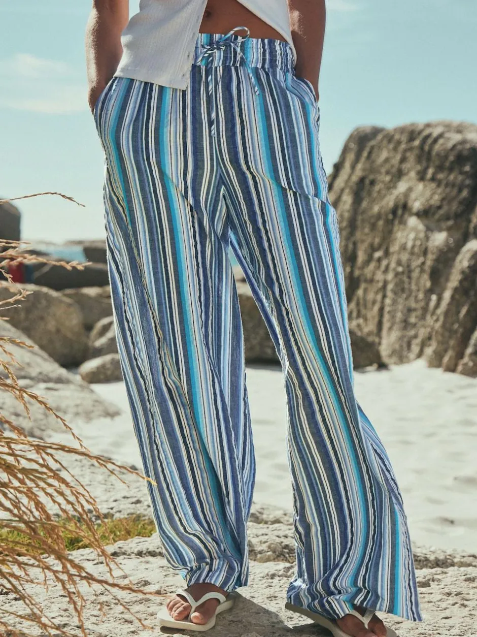 Next Pull On Wide Leg Trousers Blue Stripe Online