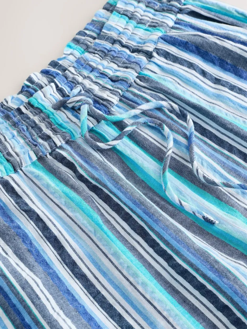 Next Pull On Wide Leg Trousers Blue Stripe Online