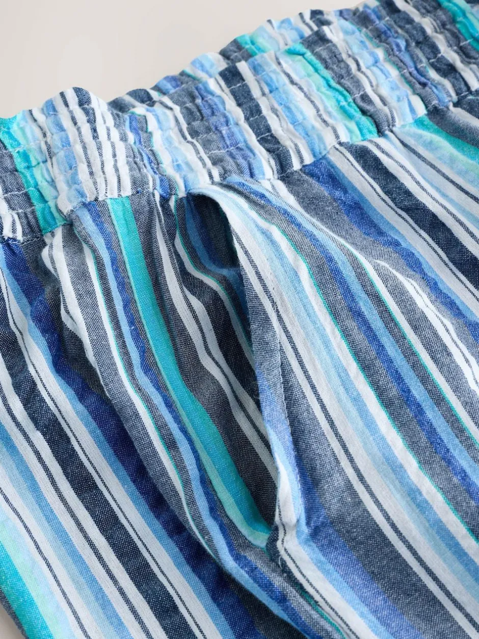 Next Pull On Wide Leg Trousers Blue Stripe Online