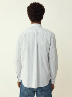 Next Blue Stripe Seersucker Long Sleeve Shirt Best