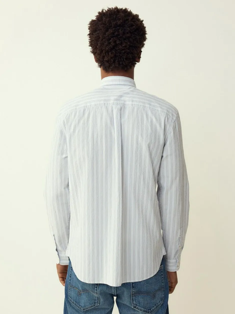 Next Blue Stripe Seersucker Long Sleeve Shirt Best