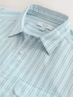 Next Blue Stripe Seersucker Long Sleeve Shirt Best