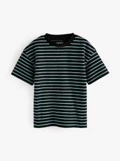 Next Blue Stripe Short Sleeve T-Shirts 5 Pack (3mths-7yrs) Outlet