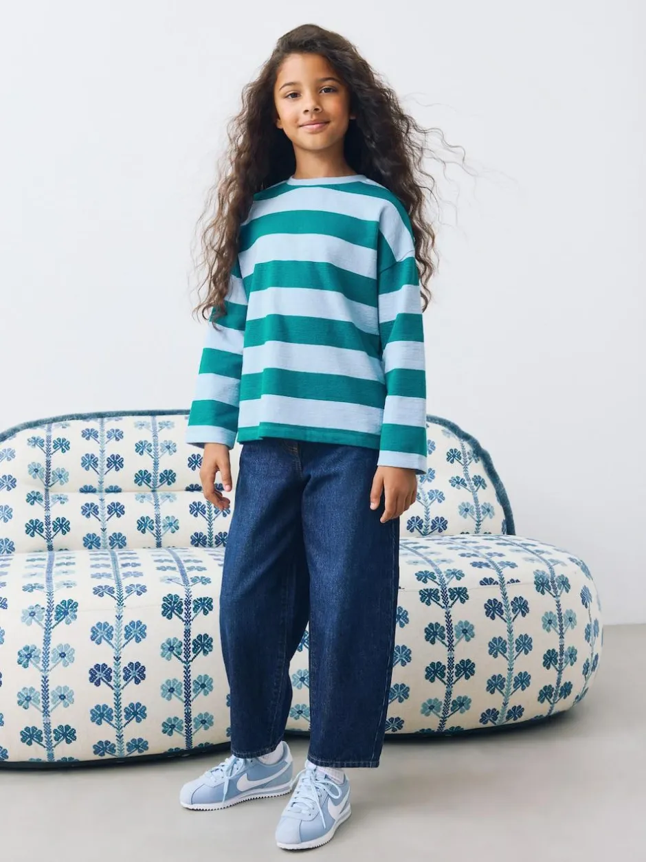 Next Textured Long Sleeve Top (3-16yrs) Blue Stripe Sale