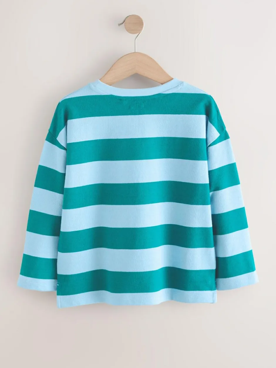 Next Textured Long Sleeve Top (3-16yrs) Blue Stripe Sale