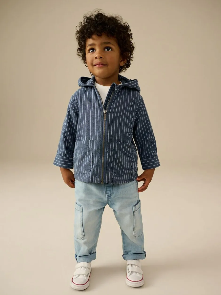 Next Blue Stripe Zip Through Hoodie (3mths-7yrs) Clearance